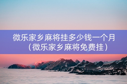 微乐家乡麻将挂多少钱一个月（微乐家乡麻将免费挂）