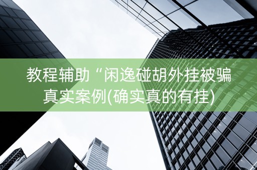 教程辅助“闲逸碰胡外挂被骗真实案例(确实真的有挂)