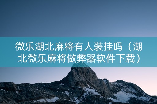 微乐湖北麻将有人装挂吗（湖北微乐麻将做弊器软件下载）