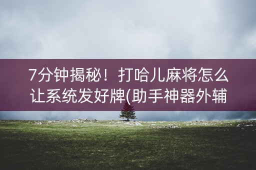 7分钟揭秘！打哈儿麻将怎么让系统发好牌(助手神器外辅工具)