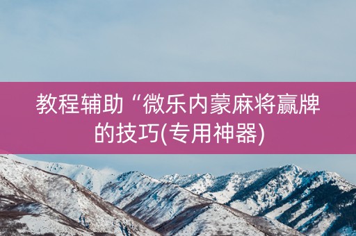 教程辅助“微乐内蒙麻将赢牌的技巧(专用神器)