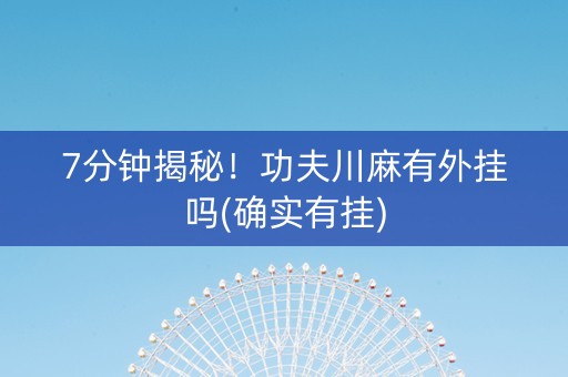 7分钟揭秘！功夫川麻有外挂吗(确实有挂)