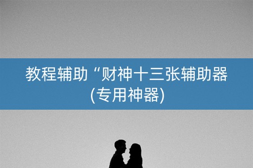 教程辅助“财神十三张辅助器(专用神器)