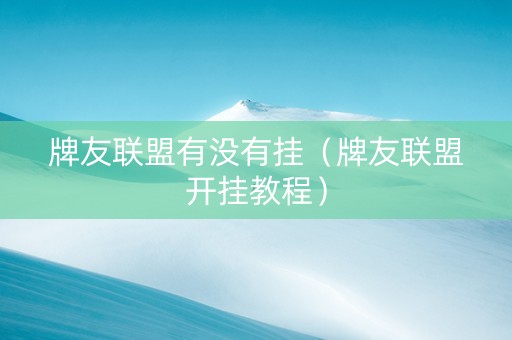 牌友联盟有没有挂（牌友联盟开挂教程）