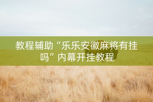 教程辅助“乐乐安徽麻将有挂吗”内幕开挂教程