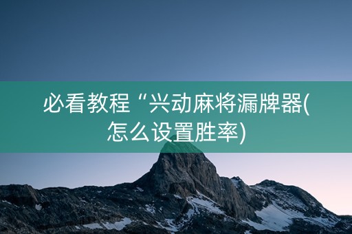 必看教程“兴动麻将漏牌器(怎么设置胜率)