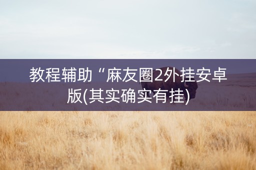 教程辅助“麻友圈2外挂安卓版(其实确实有挂)