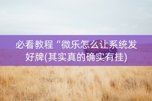 必看教程“微乐怎么让系统发好牌(其实真的确实有挂)