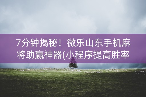 7分钟揭秘！微乐山东手机麻将助赢神器(小程序提高胜率)