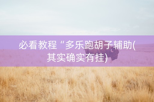 必看教程“多乐跑胡子辅助(其实确实有挂)