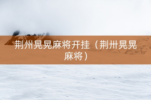 荆州晃晃麻将开挂（荆卅晃晃麻将）