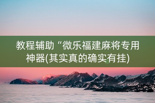教程辅助“微乐福建麻将专用神器(其实真的确实有挂)