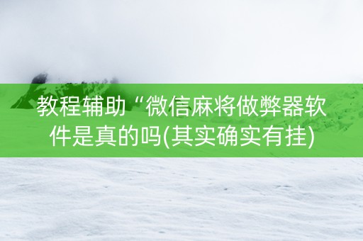 教程辅助“微信麻将做弊器软件是真的吗(其实确实有挂)