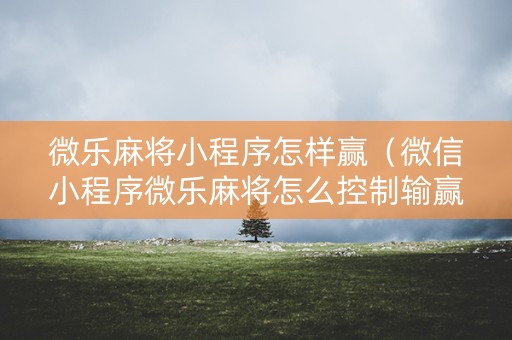 微乐麻将小程序怎样赢（微信小程序微乐麻将怎么控制输赢）