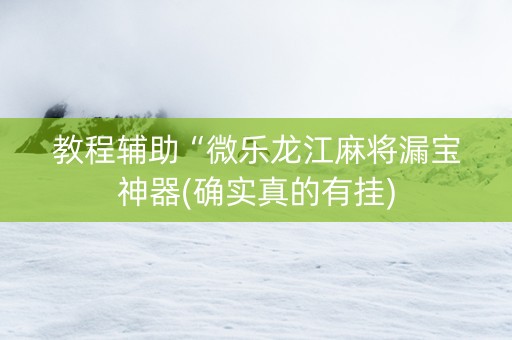 教程辅助“微乐龙江麻将漏宝神器(确实真的有挂)