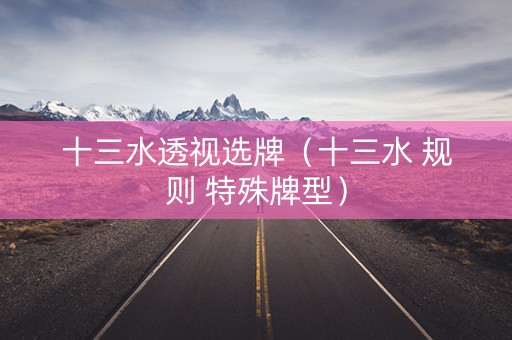 十三水透视选牌（十三水 规则 特殊牌型）