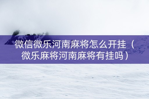 微信微乐河南麻将怎么开挂（微乐麻将河南麻将有挂吗）