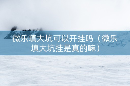 微乐填大坑可以开挂吗（微乐填大坑挂是真的嘛）