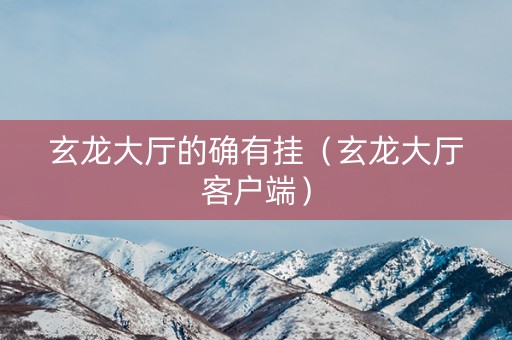 玄龙大厅的确有挂（玄龙大厅客户端）
