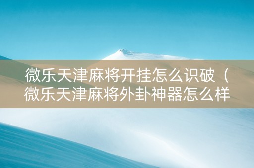 微乐天津麻将开挂怎么识破（微乐天津麻将外卦神器怎么样）