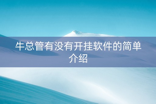 牛总管有没有开挂软件的简单介绍