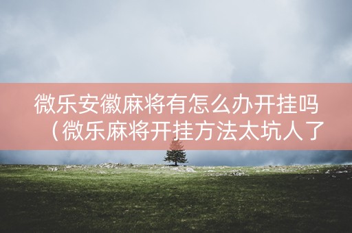 微乐安徽麻将有怎么办开挂吗（微乐麻将开挂方法太坑人了教你用挂）