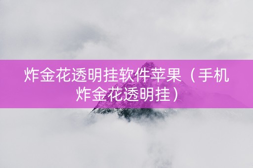炸金花透明挂软件苹果（手机炸金花透明挂）