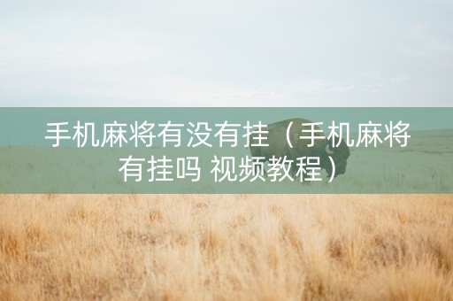 手机麻将有没有挂（手机麻将有挂吗 视频教程）