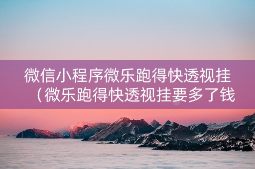 微信小程序微乐跑得快透视挂（微乐跑得快透视挂要多了钱?）