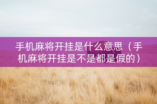 手机麻将开挂是什么意思（手机麻将开挂是不是都是假的）