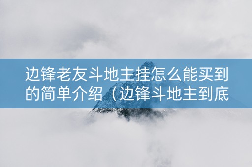 边锋老友斗地主挂怎么能买到的简单介绍（边锋斗地主到底有没有挂）