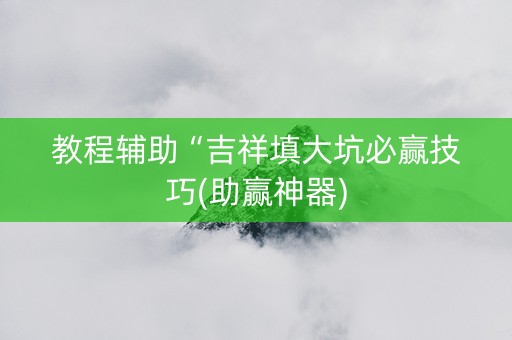 教程辅助“吉祥填大坑必赢技巧(助赢神器)
