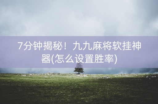 7分钟揭秘！九九麻将软挂神器(怎么设置胜率)