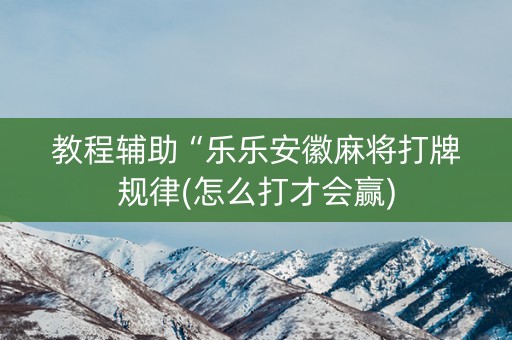 教程辅助“乐乐安徽麻将打牌规律(怎么打才会赢)
