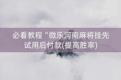 必看教程“微乐河南麻将挂先试用后付款(提高胜率)