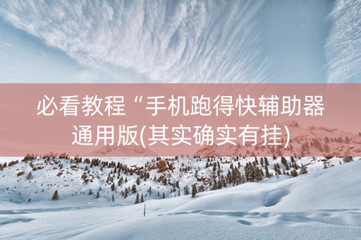 必看教程“手机跑得快辅助器通用版(其实确实有挂)