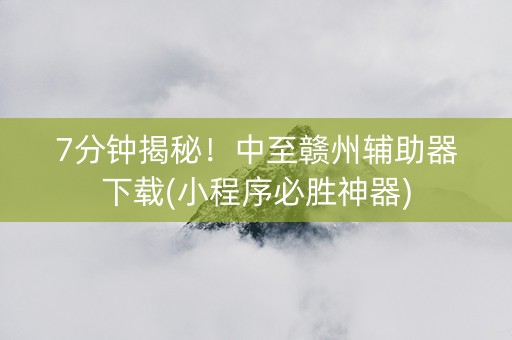 7分钟揭秘！中至赣州辅助器下载(小程序必胜神器)
