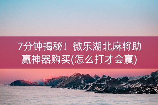 7分钟揭秘！微乐湖北麻将助赢神器购买(怎么打才会赢)