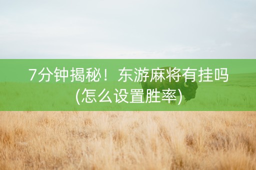 7分钟揭秘！东游麻将有挂吗(怎么设置胜率)