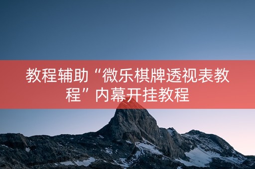 教程辅助“微乐棋牌透视表教程”内幕开挂教程