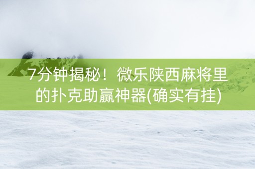7分钟揭秘！微乐陕西麻将里的扑克助赢神器(确实有挂)
