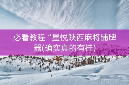 必看教程“星悦陕西麻将铺牌器(确实真的有挂)