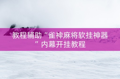 教程辅助“雀神麻将软挂神器”内幕开挂教程
