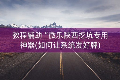 教程辅助“微乐陕西挖坑专用神器(如何让系统发好牌)