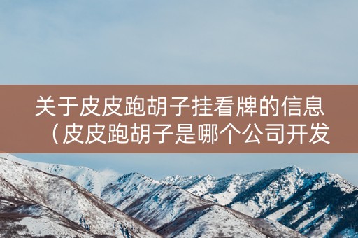 关于皮皮跑胡子挂看牌的信息（皮皮跑胡子是哪个公司开发）