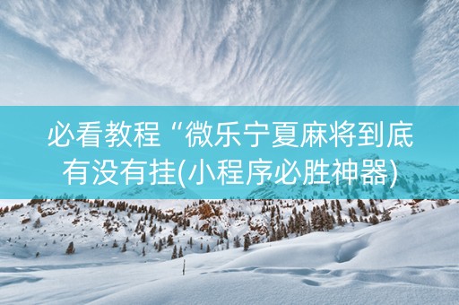 必看教程“微乐宁夏麻将到底有没有挂(小程序必胜神器)