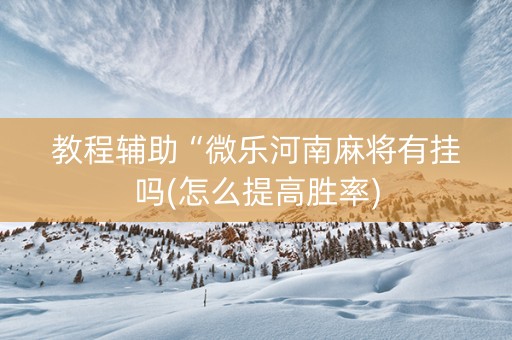 教程辅助“微乐河南麻将有挂吗(怎么提高胜率)