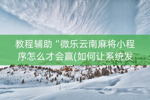 教程辅助“微乐云南麻将小程序怎么才会赢(如何让系统发好牌)