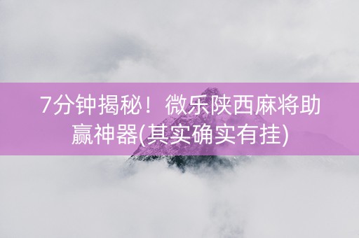 7分钟揭秘！微乐陕西麻将助赢神器(其实确实有挂)