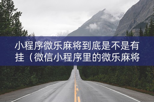 小程序微乐麻将到底是不是有挂（微信小程序里的微乐麻将有挂是真的吗）